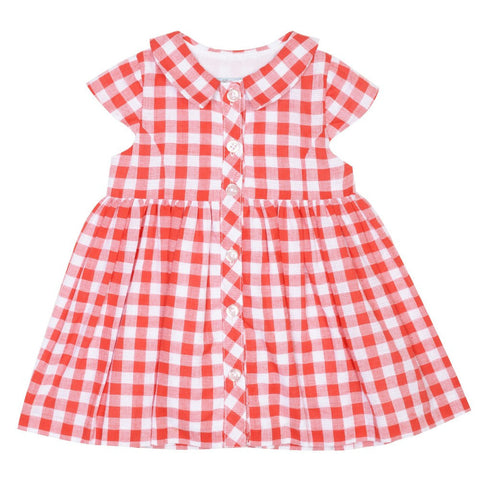Gina Red Gingham Shirt Dress