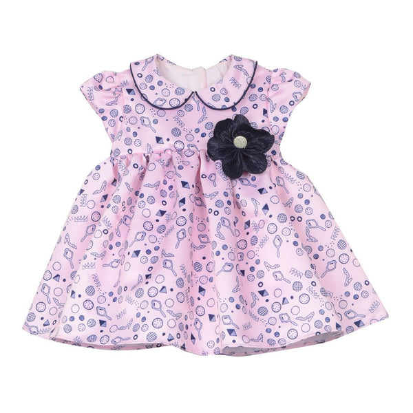 Dress - Leah Pink & Navy Print Dress