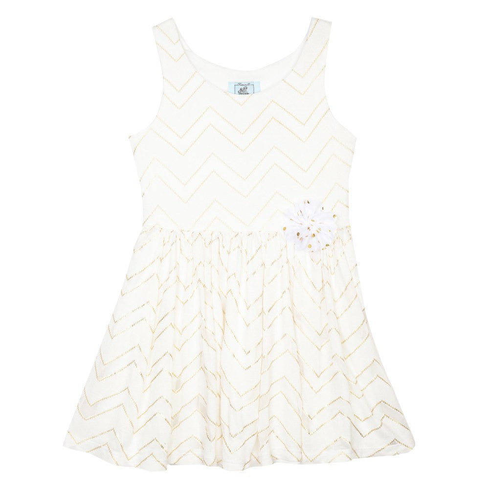 Dress - Michelle Gold Chevron Skater Dress