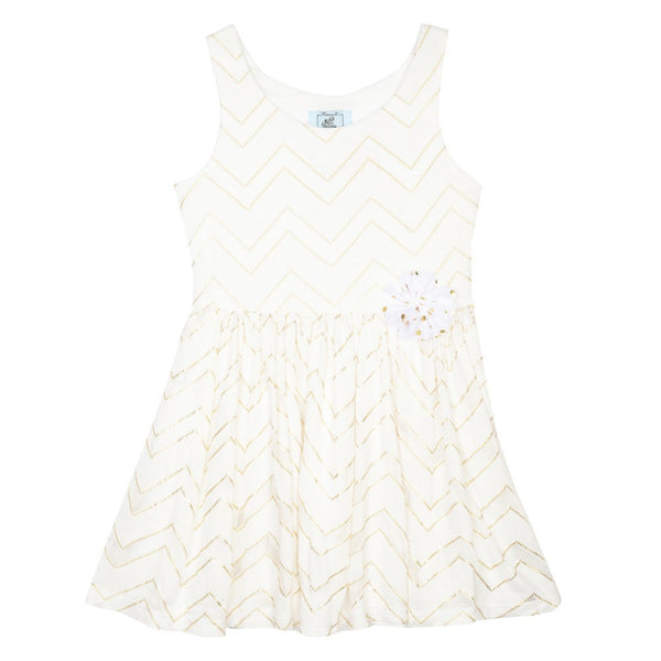 Dress - Michelle Gold Chevron Skater Dress
