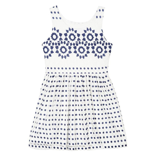 Dress - Michelle Navy & White Skater Dress