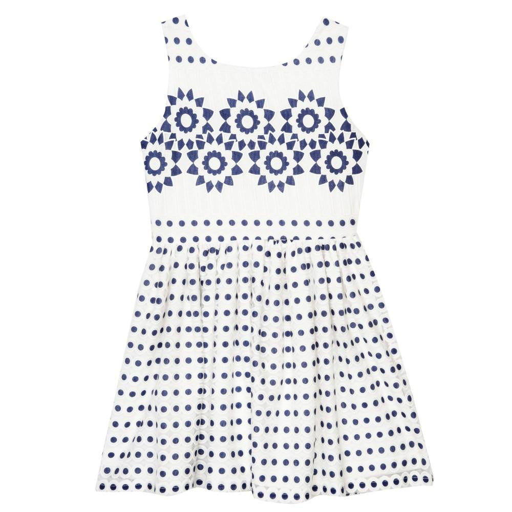 Dress - Michelle Navy & White Skater Dress