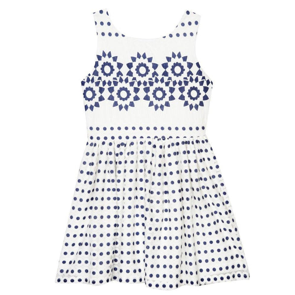 Dress - Michelle Navy & White Skater Dress
