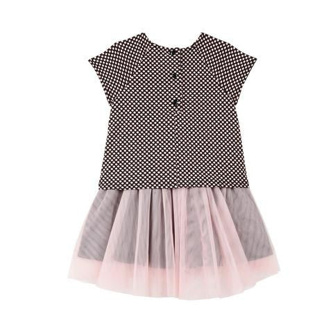 Dress - Odette Black And Pink Polkadot Dress