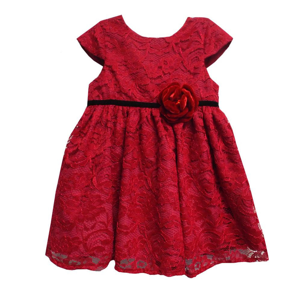 Dress - Soledad Red Corded Lace Dress
