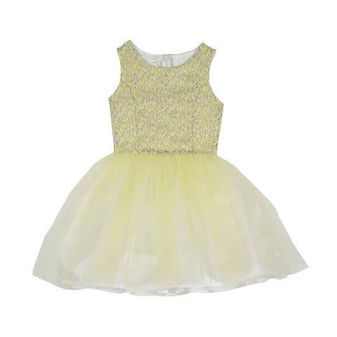 Tanya Yellow Brocade Dress