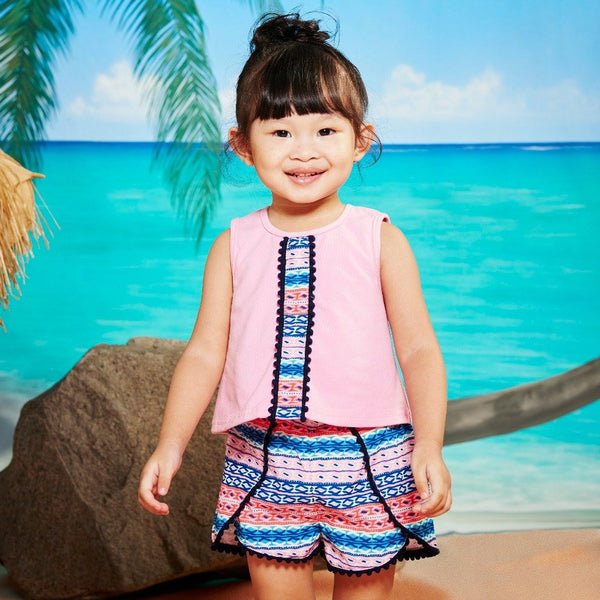 Outfit - Anna Pink Pom Pom Short Set