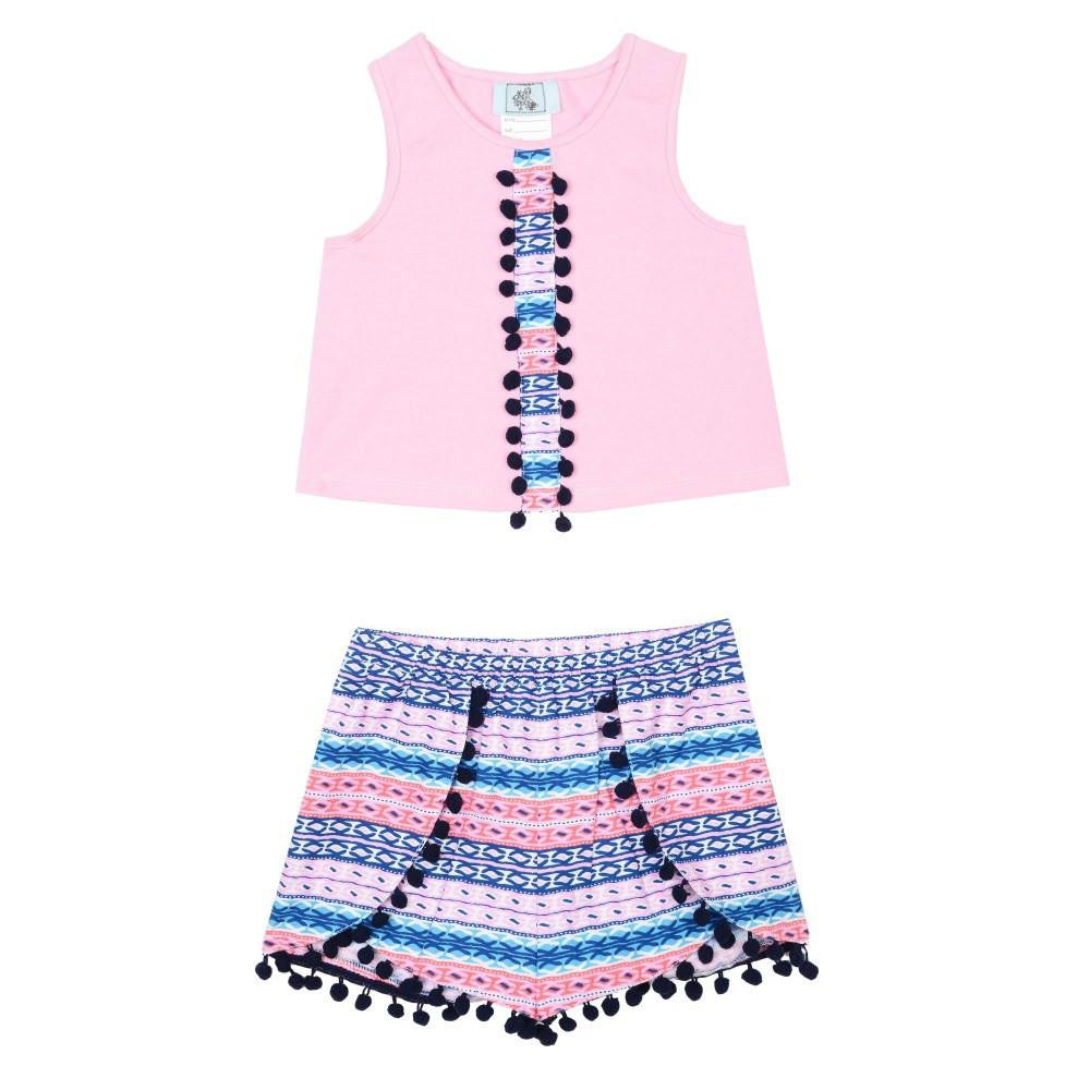 Outfit - Anna Pink Pom Pom Short Set