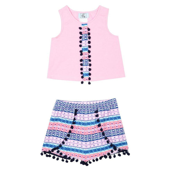 Outfit - Anna Pink Pom Pom Short Set