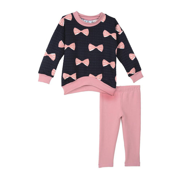 Outfit - Aya Pink Bow Sweatshirt Legging Set