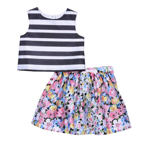 Ella Stripe and Flower Skirt Set