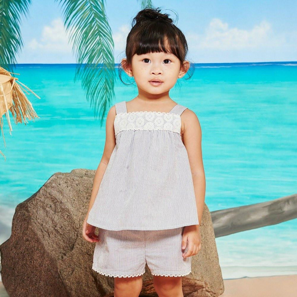 Outfit - Kaitlin Blue Stripe Short Set