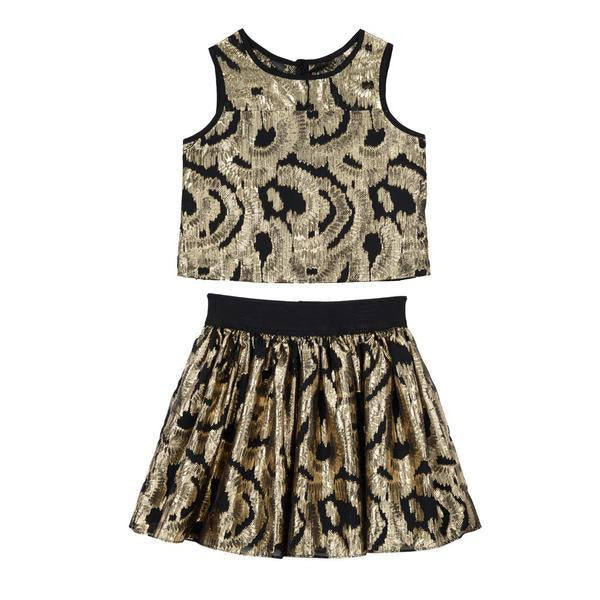 Outfit - Rita Gold Swirls Skirt Set